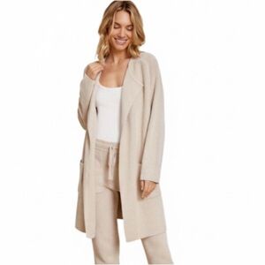 NWT! Barefoot Dreams Cozy Chic Ultra Lite Wide Collar Jacket Medium Sand Dollar